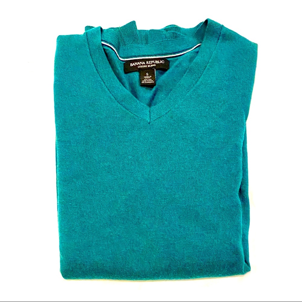 Banana Republic Aqua V-Neck Sweater Size S